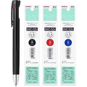 Zebra Blen 3c Proper Perp Pens ، Point Point 0.5mm ، Body Body & 3 Colors Set Set (Black ، Red ، Blue) و Monoc Sticky Note (استيراد اليابان)