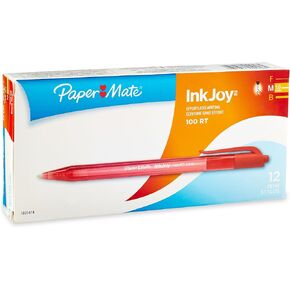 Paper Mate InkJoy 100RT Ballpoint Pen, Retractable, Red, Dozen Box