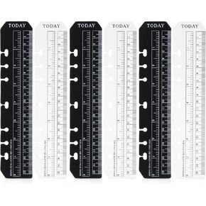 6 PCS A5 6 Hole Lockmark ، Black/Clear Page Page Marker Poucher Pagefinder قياس اليوم من أجل A5 الحجم 6 ثقب Binder Notebook Journal Journal.