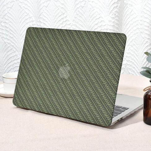 Seorsok Compatible with MacBook Pro 13 inch Case M2 2024,2023,2022-2016 A2338 M1 A2251 A2289 A2159 A1989 A1708 A1706,Natural Wheat Grain Woven Leather Hard Shell Case&Keyboard Cover,Dark Green Fabric in Saudi Arabia
