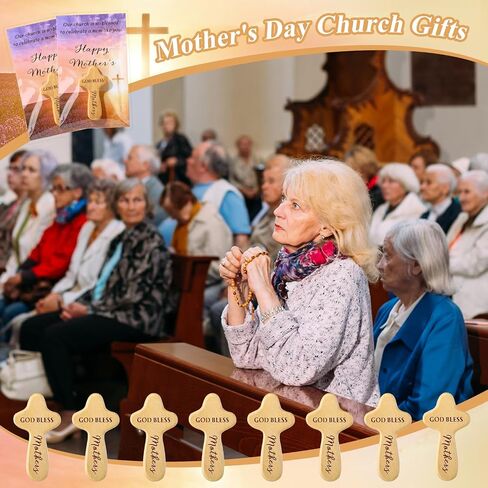 CraftyDream 20 Sets Mother's Day Gifts Christian Wooden Cross for Mom Wood Handheld Pocket Cross with Bible Card and Plastic Bags Christian Gifts for Church Mother Women in Kuwait