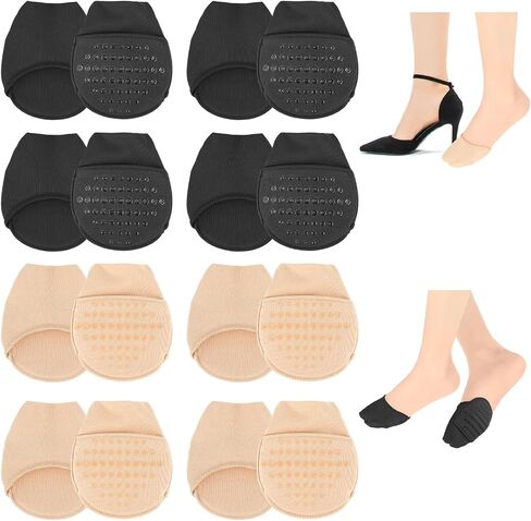 4 Pairs Ball of Foot Cushion Socks, Women's Toe Cover with Padding, Toe Topper Socks, No Show Liner Socks, Pads Covers, Forefoot Pads, Half Socks with Non Skid Bottom Sponge Cushions in Kuwait