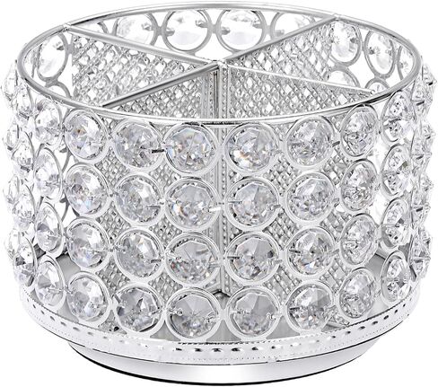 Hipiwe Crystal Vanity Organizer Makeup Brush Holder- 360 Rotating Cosmetic Brushes Display Organizers Spinning Remote Control Holder Bathroom Storage Organizer for Eyebrow Pen Pencil,Silver 4-Slot in Saudi Arabia