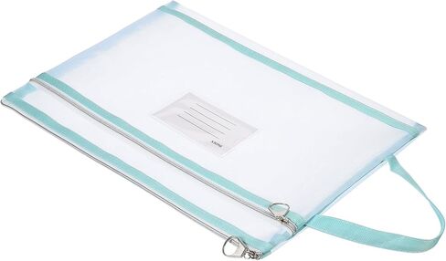 PATIKIL Nylon Document Pouch, A4 Mesh Clear Zip Files Handle Bag with Name Tag for Office Business, Gray in Saudi Arabia