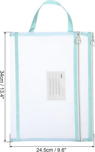 PATIKIL Nylon Document Pouch, A4 Mesh Clear Zip Files Handle Bag with Name Tag for Office Business, Gray in Saudi Arabia