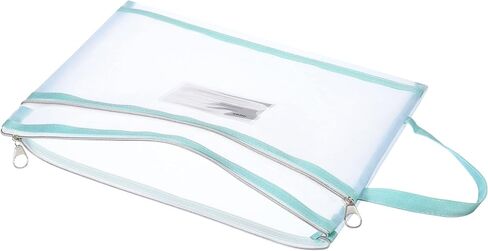 PATIKIL Nylon Document Pouch, A4 Mesh Clear Zip Files Handle Bag with Name Tag for Office Business, Gray in Saudi Arabia