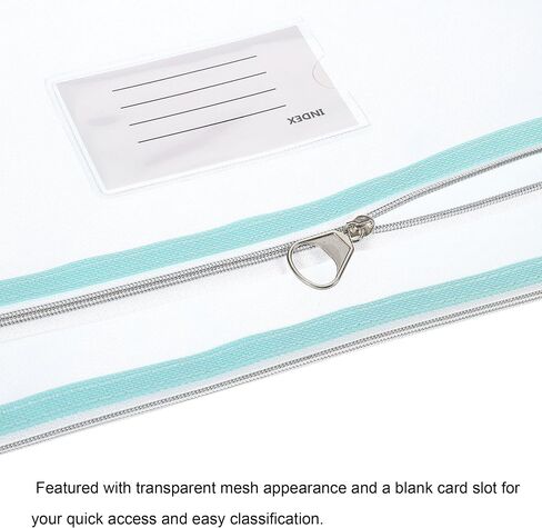 PATIKIL Nylon Document Pouch, A4 Mesh Clear Zip Files Handle Bag with Name Tag for Office Business, Gray in Saudi Arabia