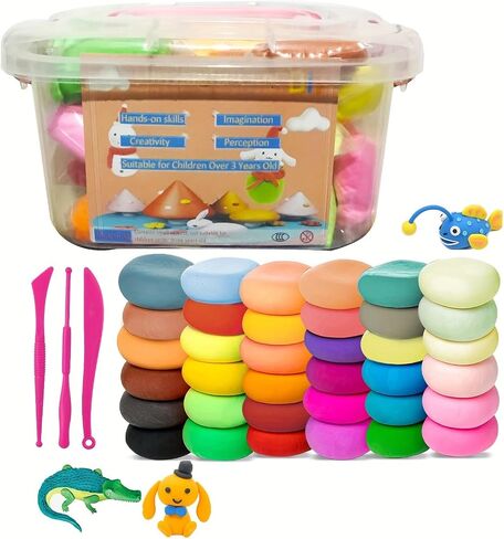 Air Dry Clay 36 Colors, Soft & Ultra Light, Modeling Clay for Students with Accessories, Tools and Tutorials Or Arts and Crafts, Gifts (Color : Pink) in Saudi Arabia
