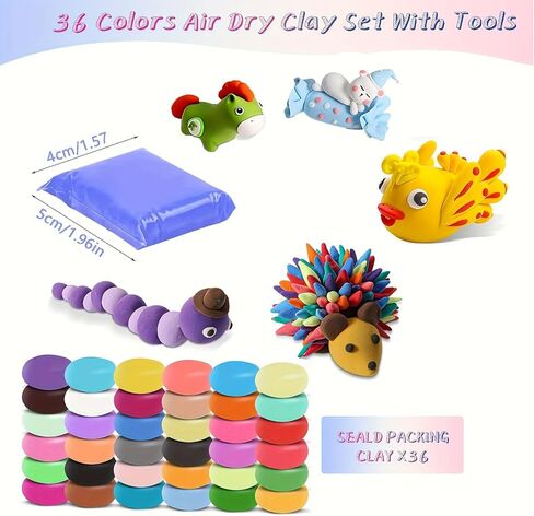 Air Dry Clay 36 Colors, Soft & Ultra Light, Modeling Clay for Students with Accessories, Tools and Tutorials Or Arts and Crafts, Gifts (Color : Pink) in Saudi Arabia