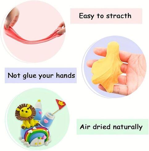 Air Dry Clay 36 Colors, Soft & Ultra Light, Modeling Clay for Students with Accessories, Tools and Tutorials Or Arts and Crafts, Gifts (Color : Pink) in Saudi Arabia
