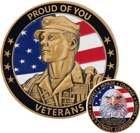 Female Veteran Commemorative Coin - Proud of You Military Challenge Coin for Honoring Women Veterans with Eagle & Soldier Design (Single Coin) in Kuwait