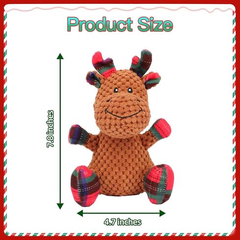 YUEPET Christmas Dog Squeaky Toys, Plush Dog Toys for Cleaning Teeth, Funny Reindeer Interactive Dog Toys Suitable for Puppies Small Medium Dogs in Kuwait