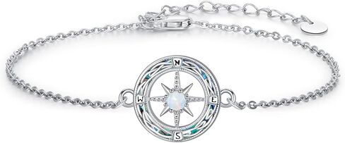 سوار بوصلة 925 من الفضة الاسترليني قابل للتعديل سوار بوصلة ملهمة مجوهرات للرجال والنساء مجوهرات عتيقة لتعويذة التخرج، مع سلسلة من الفولاذ المقاوم للصدأ in Kuwait