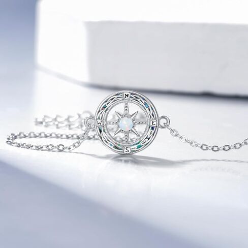 سوار بوصلة 925 من الفضة الاسترليني قابل للتعديل سوار بوصلة ملهمة مجوهرات للرجال والنساء مجوهرات عتيقة لتعويذة التخرج، مع سلسلة من الفولاذ المقاوم للصدأ in Kuwait