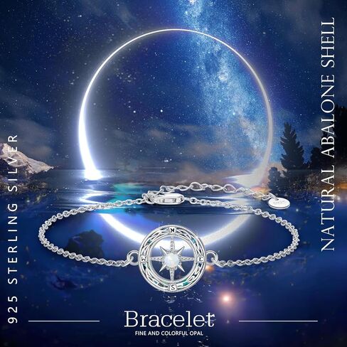 سوار بوصلة 925 من الفضة الاسترليني قابل للتعديل سوار بوصلة ملهمة مجوهرات للرجال والنساء مجوهرات عتيقة لتعويذة التخرج، مع سلسلة من الفولاذ المقاوم للصدأ in Kuwait