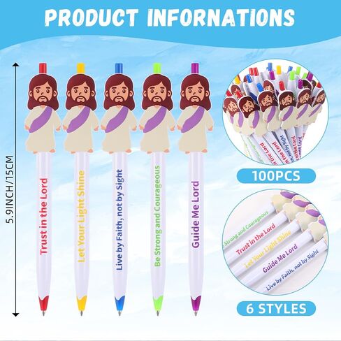 25 Pcs Christian Jesus Pens Bible Verse Pens Little Jesus Figures Ballpoint Pen Black Ink Pen Christmas Inspirational Quotes Scripture Religious Pen for Classroom Prizes Church Christmas Easter Gift in Saudi Arabia