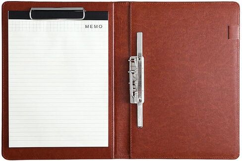 Leather Binder Double-Folded Double Clip Document Holder (Black) in Saudi Arabia