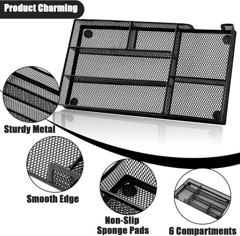 YSGLORY 2PCS DESK DERERERERESS TRAY OFFICE MESH MESH MESH DEFIDER Organizer مع 6 مقصورات تنظيم قلم رصاص أسود وملحقات لمكياج القرطاسية مطبخ in Kuwait