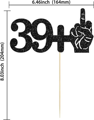 Ephlyn 1Pc 59+1 Middle Finger Black Glitter Cake Topper 60th Birthday Party Cake Decorations for Funny Sixty Years Old Birthday Party Supplies in Kuwait