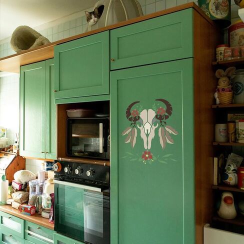 Feathered Cow Skull Craft Stencil for Drawing 11.8 x 11.8 Inch Reusable Plastic Bull Skull Stencil for Painting on Wood Wall Fabric, DIY Home Decor Stencil in Kuwait