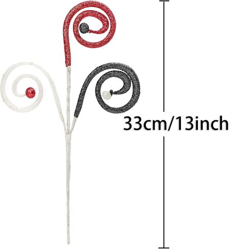 مجموعة من 8 لمعان مجعد شجرة عيد الميلاد تختار ديكورات 13 "النعناع تدوس كرل الكرة بخاخات فو ، سيقان حلوى من أجل شجرة عيد الميلاد المنزل ترتيبات زهرة الزهور الزهور (البرتقالي الأسود الأرجواني) in Kuwait