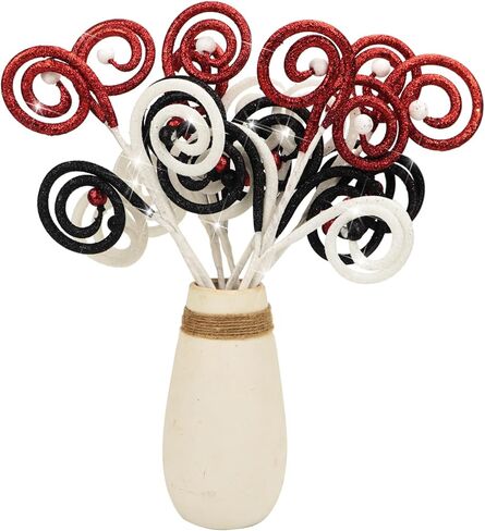 مجموعة من 8 لمعان مجعد شجرة عيد الميلاد تختار ديكورات 13 "النعناع تدوس كرل الكرة بخاخات فو ، سيقان حلوى من أجل شجرة عيد الميلاد المنزل ترتيبات زهرة الزهور الزهور (البرتقالي الأسود الأرجواني) in Kuwait