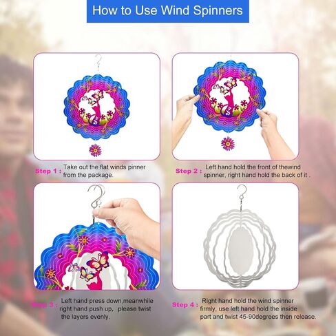 Dog Metal Wind Spinners, Dog Gifts for Women Mom Grandma Wife Men Dog Lovers, 12 inch Lage 3D Stainless Steel Hanging Wind Spinner for Outdoor Indoor Home Yard Art Garden Decorations in Saudi Arabia