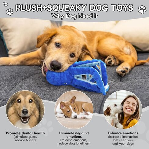 Octopus Squesky Dog Toys for Large Medium Small Dogs, Stuffed and Tough Plush Dog Toys for Aggressive Chewers(Blue) in Saudi Arabia
