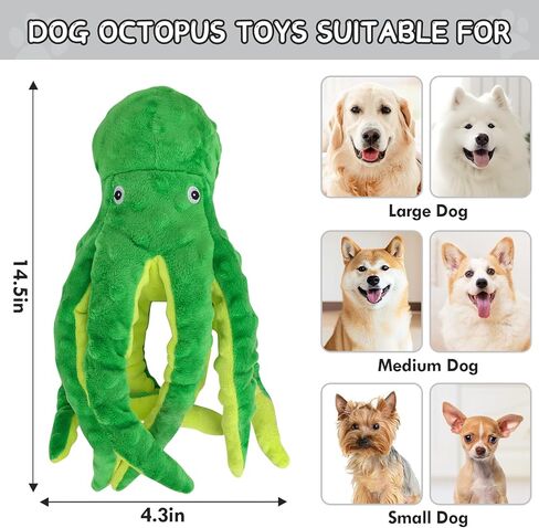 Octopus Squesky Dog Toys for Large Medium Small Dogs, Stuffed and Tough Plush Dog Toys for Aggressive Chewers(Blue) in Kuwait