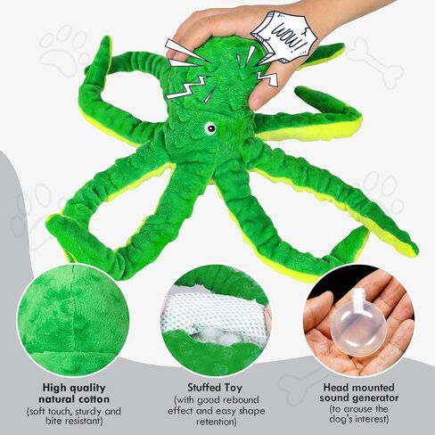 Octopus Squesky Dog Toys for Large Medium Small Dogs, Stuffed and Tough Plush Dog Toys for Aggressive Chewers(Blue) in Kuwait