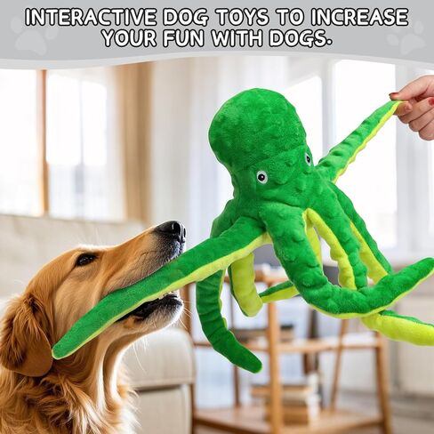 Octopus Squesky Dog Toys for Large Medium Small Dogs, Stuffed and Tough Plush Dog Toys for Aggressive Chewers(Blue) in Kuwait