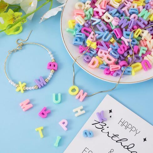 100 Pcs Colorful Alphabet Letter Beads, Bulk A-Z Resin Pendants, 3D Loose Letter Beads, Plastic Initial Charms for Jewelry Making, Key Chains, Crafts (Mixed Colors) in Kuwait