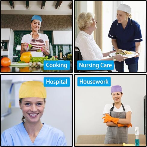 Scrub Caps Women Bouffant Scrub Hats Caps Nurses, Adjustable Working Cap Ponytail Pouch Tie Back Hats in Kuwait