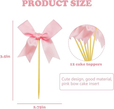 12Pcs Bow Birthday Decorations, Bow Cupcake Toppers Decor, Pink Bow Birthday Decorations, Bow Themed Party Decorations Bow Birthday Party for Bachelorette Parties, Birthdays and Bridal Showers in Saudi Arabia