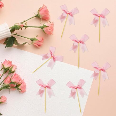 12Pcs Bow Birthday Decorations, Bow Cupcake Toppers Decor, Pink Bow Birthday Decorations, Bow Themed Party Decorations Bow Birthday Party for Bachelorette Parties, Birthdays and Bridal Showers in Saudi Arabia