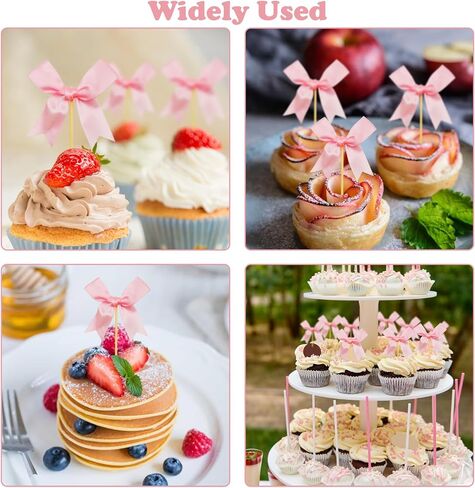12Pcs Bow Birthday Decorations, Bow Cupcake Toppers Decor, Pink Bow Birthday Decorations, Bow Themed Party Decorations Bow Birthday Party for Bachelorette Parties, Birthdays and Bridal Showers in Saudi Arabia