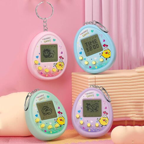 4 Pieces Virtual Electronic Digital Pets Keychains Nostalgic 168 Giga Pets in One Virtual Cyber Digital Nostalgic Handheld Electronic Toys for Kids Funny Play (Transparent Color Version) in Saudi Arabia