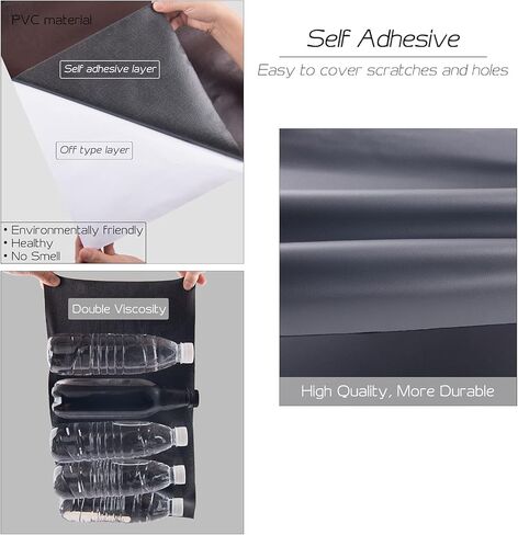 تصحيح إصلاح الجلود ، 30 في × 17 في مجموعة إصلاح جلدية لاصقة ، بقع جلدية للأثاث ، الأريكة ، مقعد السيارة ، مقعد دراجة نارية ، Loveseat (أسود) in Kuwait