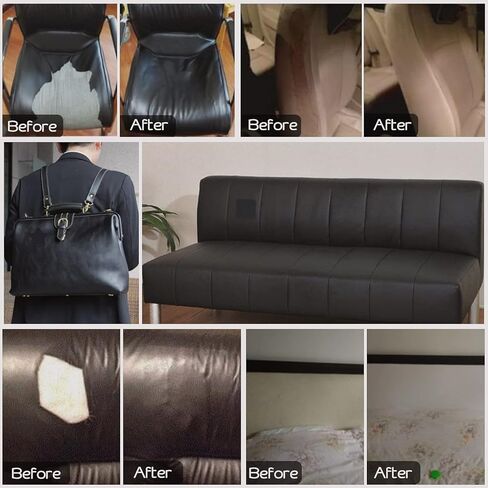 تصحيح إصلاح الجلود ، 30 في × 17 في مجموعة إصلاح جلدية لاصقة ، بقع جلدية للأثاث ، الأريكة ، مقعد السيارة ، مقعد دراجة نارية ، Loveseat (أسود) in Kuwait