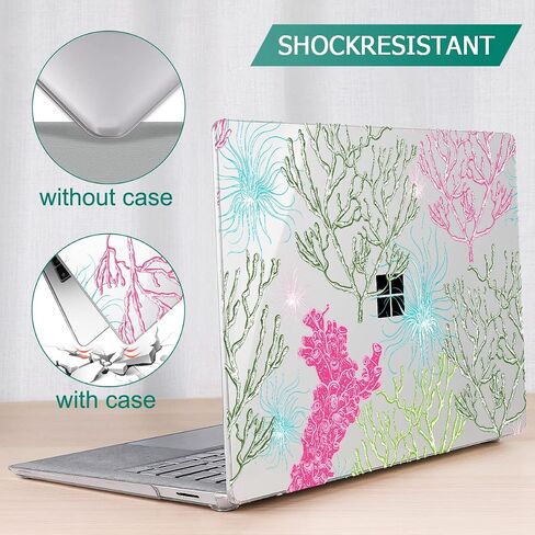 Tuiklol Case for 13.5’’ Microsoft Surface Laptop 5/4/3 Alcantara Palm Rest 2022-2018 Model 1959 1958 1867 Hard Shell Cover,Keyboard Cover+Screen Protector+Dust Plugs,Marine Plants in Saudi Arabia