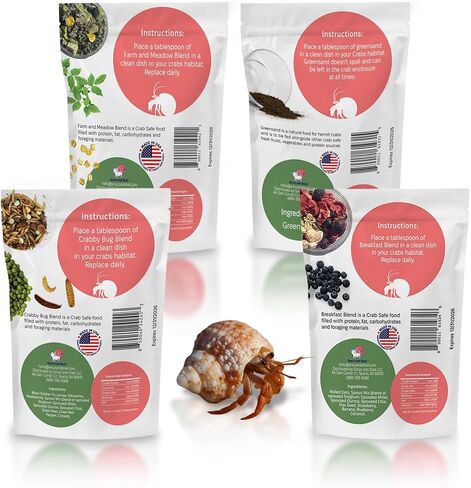 Hermit Crab Food Bundle (Farm and Meadow, Fruity Breakfast Blend, Crabby Bug Blend, Greensand) in Kuwait