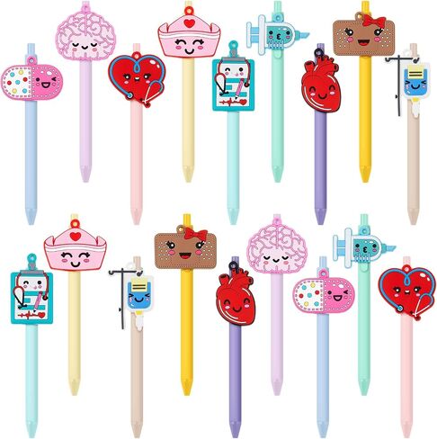 ReliThick 18 Pcs Nurse Pens Bulk 2025 Cute Nurse Week Appreciation Gifts Student Work Accessories Ballpoint Pens for Medical Assistant Doctor Healthcare Worker(Mixed Color,Cute Nurse) in Saudi Arabia