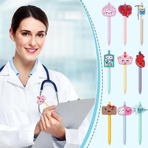ReliThick 18 Pcs Nurse Pens Bulk 2025 Cute Nurse Week Appreciation Gifts Student Work Accessories Ballpoint Pens for Medical Assistant Doctor Healthcare Worker(Mixed Color,Cute Nurse) in Saudi Arabia
