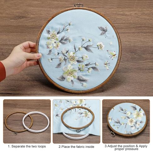 PATIKIL 7inch Embroidery Hoop, 6pcs Cross Stitch Hoop Rubber Imitated Wood Circle Frame Ring for Embroidery Art Craft Sewing Ornaments Hanging Decoration in Saudi Arabia
