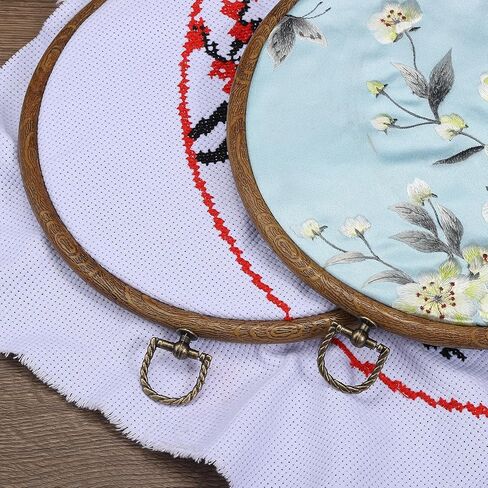 PATIKIL 7inch Embroidery Hoop, 6pcs Cross Stitch Hoop Rubber Imitated Wood Circle Frame Ring for Embroidery Art Craft Sewing Ornaments Hanging Decoration in Saudi Arabia