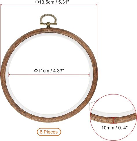PATIKIL 7inch Embroidery Hoop, 6pcs Cross Stitch Hoop Rubber Imitated Wood Circle Frame Ring for Embroidery Art Craft Sewing Ornaments Hanging Decoration in Saudi Arabia