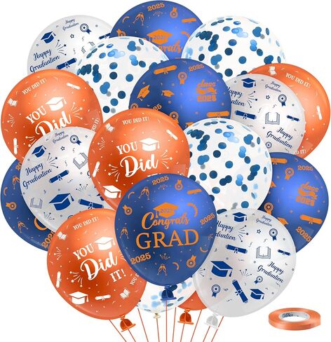 Haooryx 2025 Balloons Treguation - 50pcs Class Blue & Orange of 2025 Decord Party Decor in Kuwait