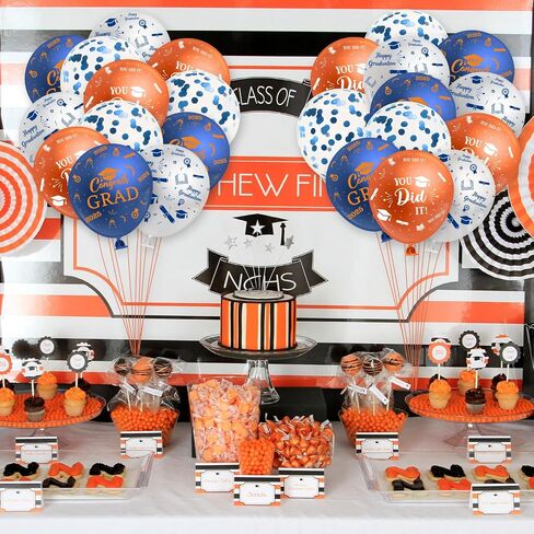 Haooryx 2025 Balloons Treguation - 50pcs Class Blue & Orange of 2025 Decord Party Decor in Kuwait