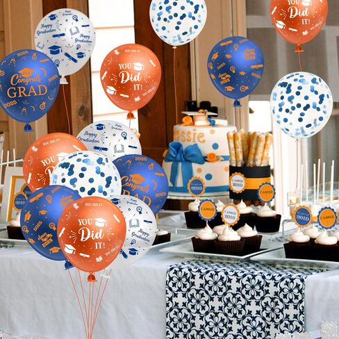 Haooryx 2025 Balloons Treguation - 50pcs Class Blue & Orange of 2025 Decord Party Decor in Kuwait