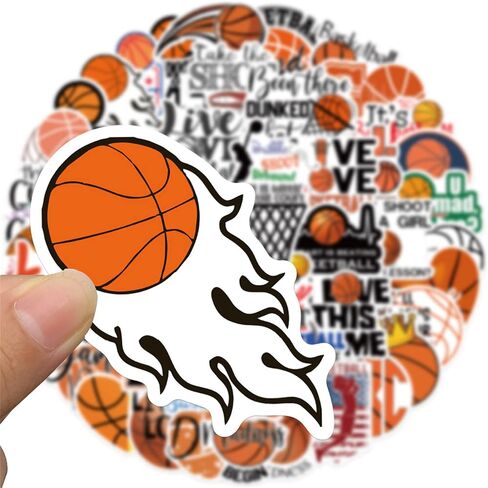 50Pcs Basketball Stickers, Basketball Scrapbook Stickers for Kids Teens Boys Girls, Waterproof Vinyl Stickers for Water Bottle Laptop Scrapbooking Skateboard Guitar (Basketball) in Saudi Arabia